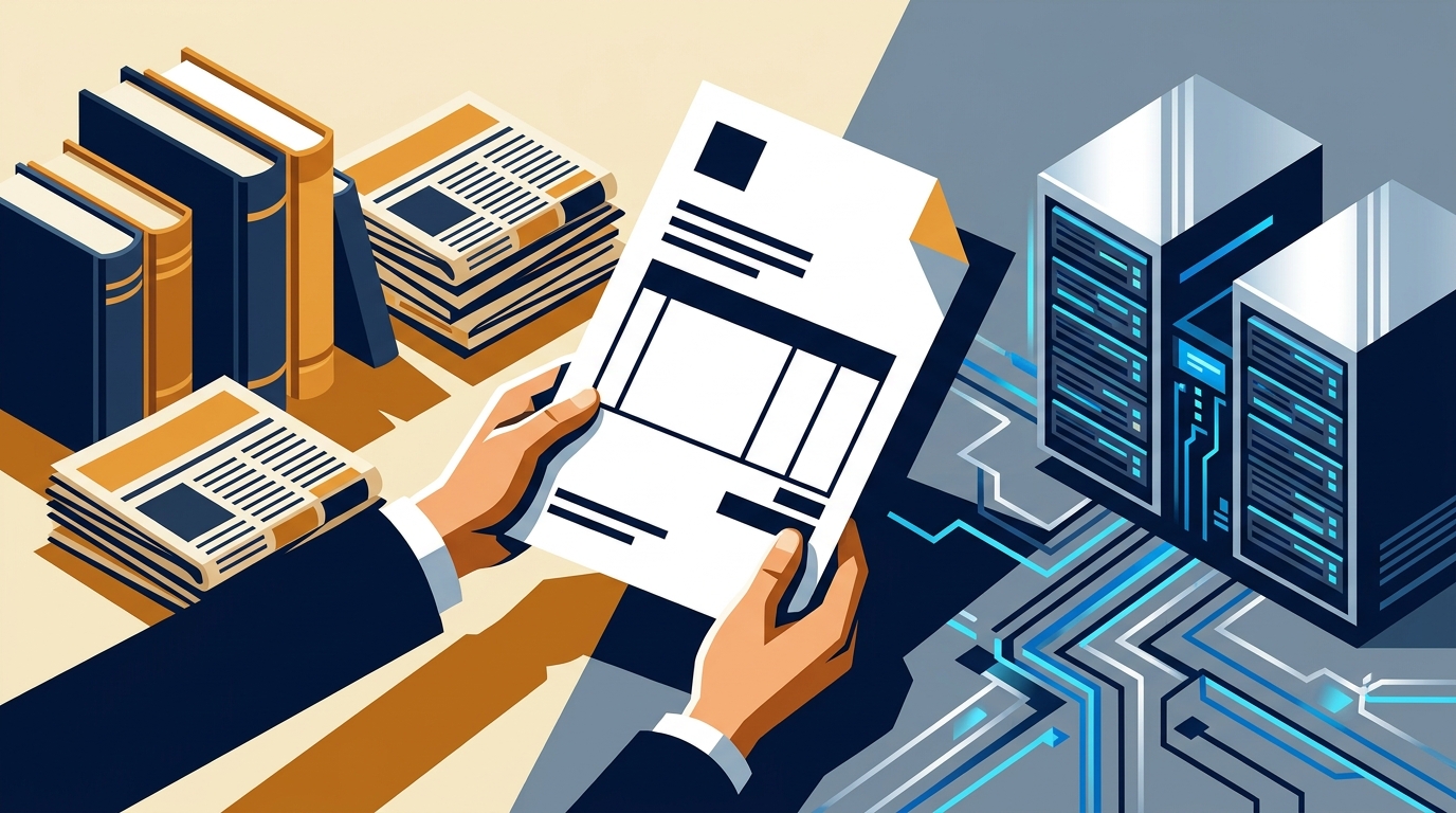 Editorial illustration for: Publishers Stop Suing AI Companies and Start Sending Them Invoices