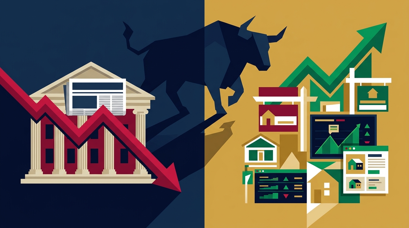 Editorial illustration for: Wall Street Punished the Times for Investing in Journalism and Rewarded News Corp for Everything But
