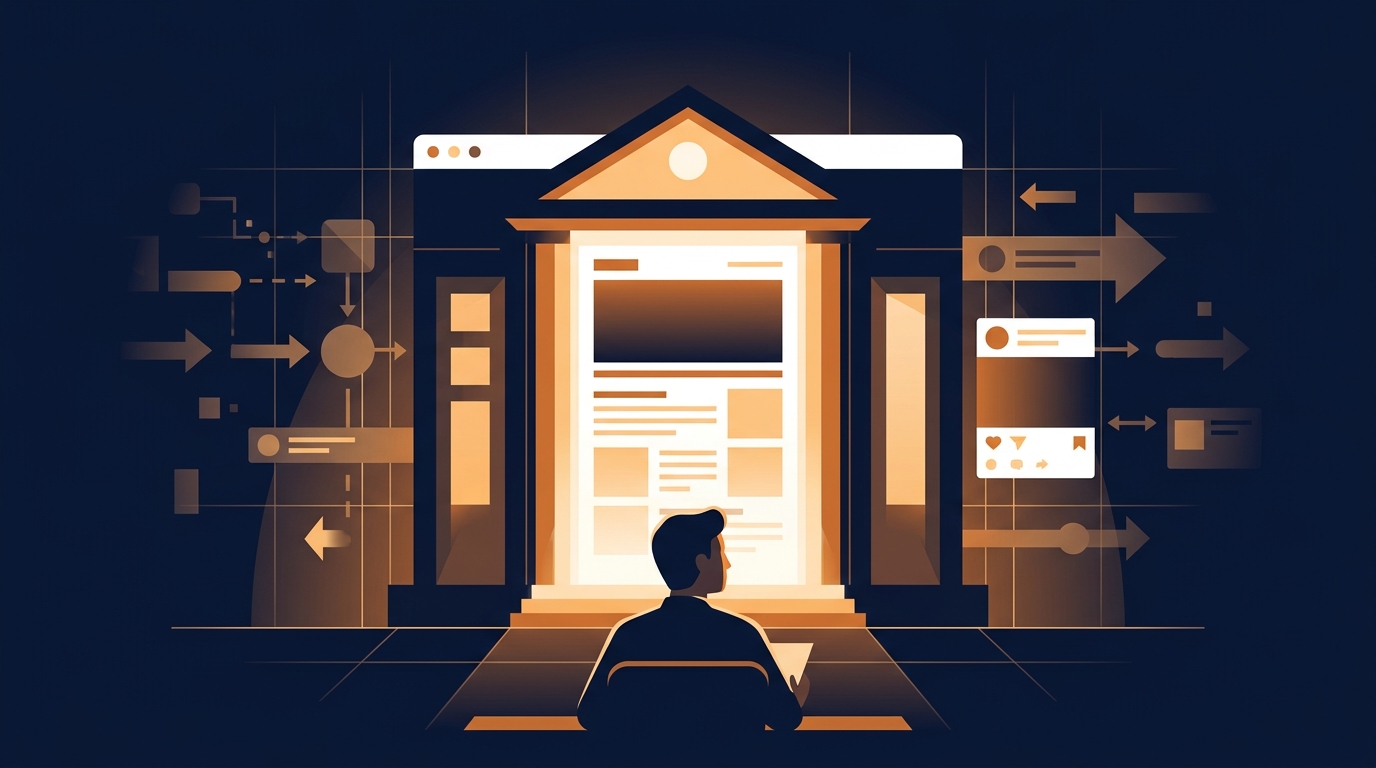 Editorial illustration for: The Homepage Is Beating the Algorithm, and Smart Publishers Are Building for the Reader Who Stays