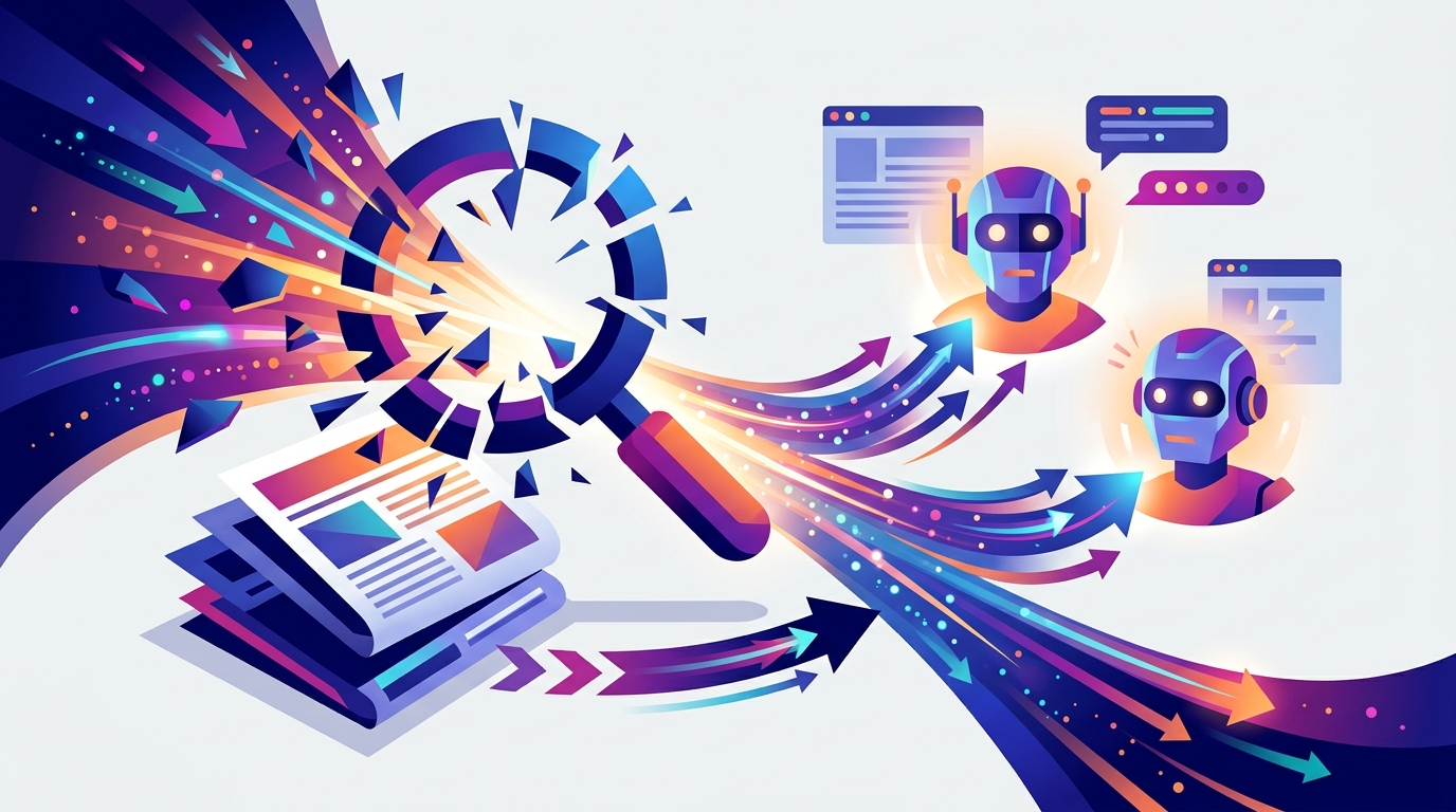 Editorial illustration for: Breaking Google’s Search Monopoly Won’t Save Publishers — It Just Hands Their Traffic to AI